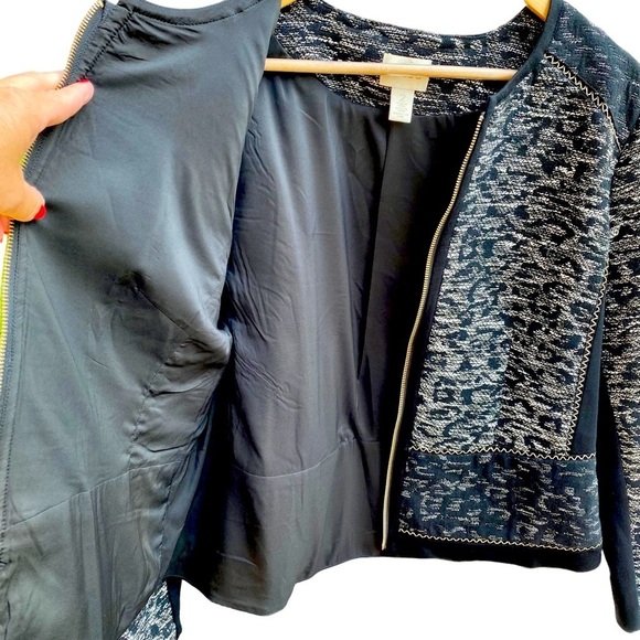 Chicos size 2 Mixed Jacquard Tweed and Jersey Knit Stylish Jacket (US L) NWOT - Picture 5 of 9